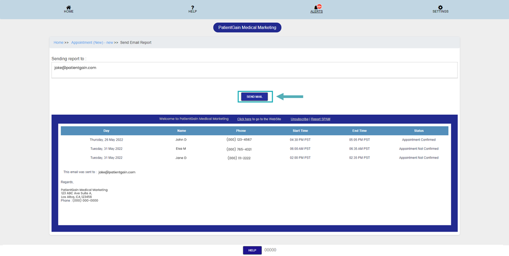How to Send Email Report in Appointment App
