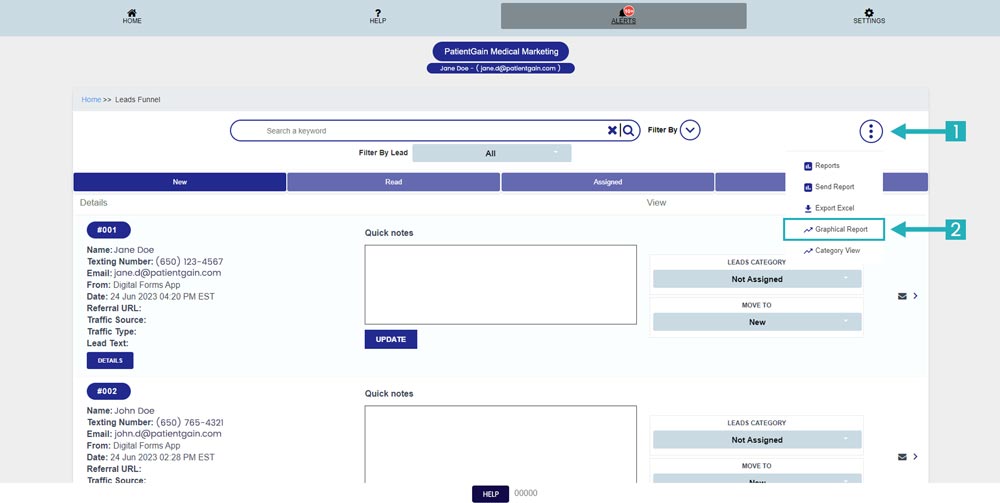 How to Check Graphical Report in Leads Funnel App