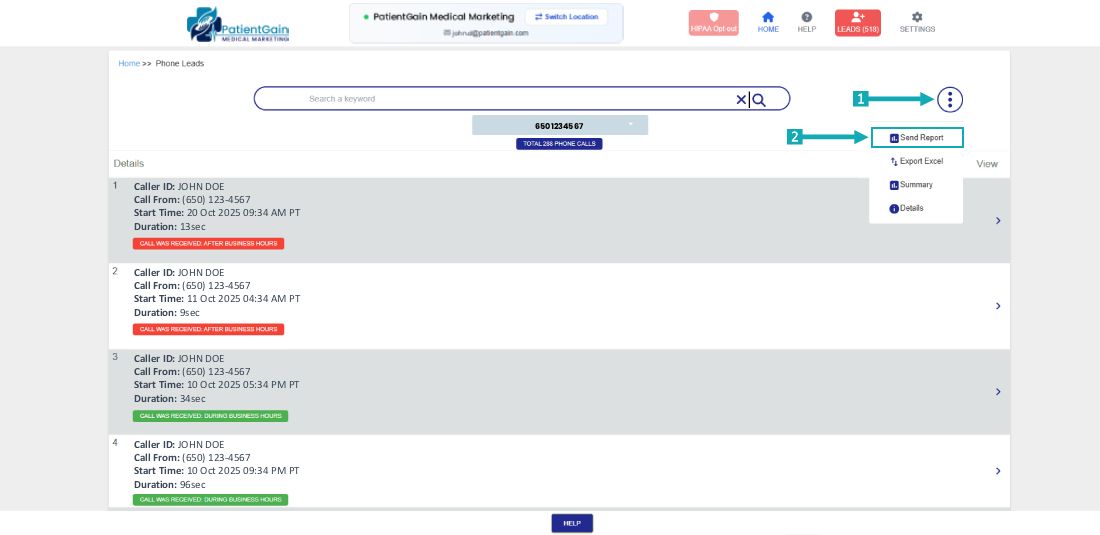How to Send Report From Phone Leads App
