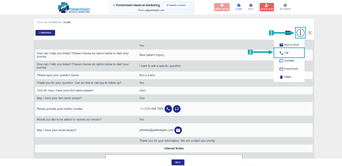 How to Call from Chatbot/IntelliBot App
